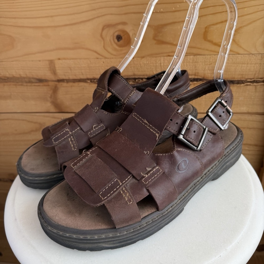VTG Dexter Brown Leather Fisherman Sandals Comfort Slip On Buckle Strap Mens 12m